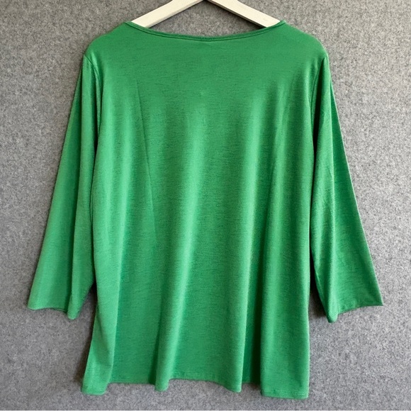 Dear Scarlett Kelly Green V-Neck Long Sleeve Top L - Picture 2 of 9